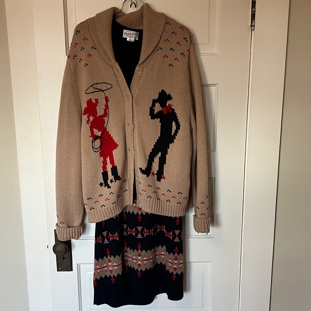 Pendleton Cowgirl/ Cowboy Cardigan with coordinating skirt and top
